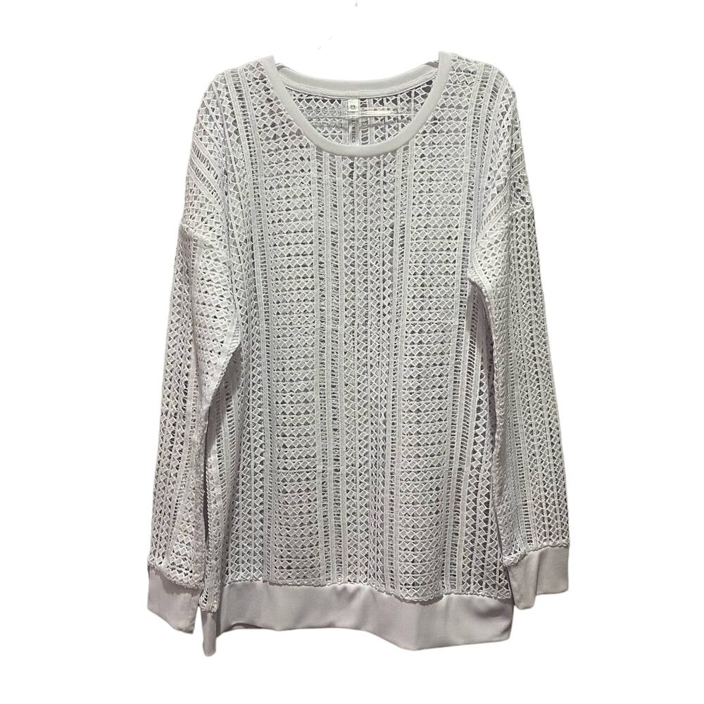 FABLETICS SOPHIE TUNIC White Sheer Crochet Lace Size Large